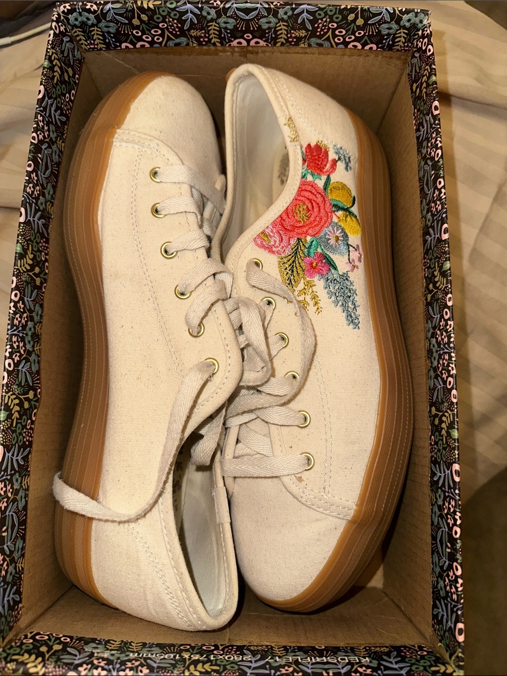 Keds Floral Logo Shoe Box in Black, Pink & Green